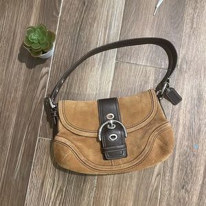 authentic soho hobo purse with brown suede and genuine leather